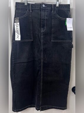 NWT Love , Fire Long Black Denim Skirt, 11